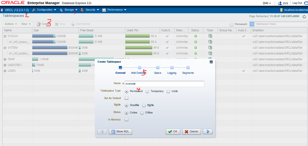 Oracle изменить размер datafile